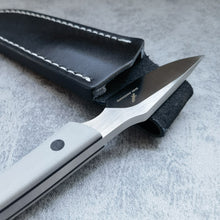 Load image into Gallery viewer, XHM Awesome Small Fixed Blade Knife, Full Tang 7Cr13Mov Steel Blade, Black and Gray G10 Handle, Leather Sheath, for Hunting, Outdoor Survival, Camping, Fishing