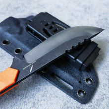 Load image into Gallery viewer, XHM Awesome Fixed Blade Knife, Stone Wash 7Cr13Mov Steel Blade, Orange G10 Handle, Kydex Sheath(Vertical & Horizontal), for Hunting, Outdoor Survival, Camping, EDC