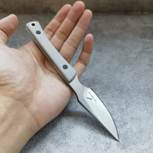 Load image into Gallery viewer, XHM Awesome Small Fixed Blade Knife, Full Tang 7Cr13Mov Steel Blade, Black and Gray G10 Handle, Leather Sheath, for Hunting, Outdoor Survival, Camping, Fishing