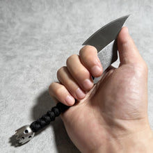 Load image into Gallery viewer, XHM Awesome 3.7 Inches Small Tactical Knife - Mini Chopper with Braided Lanyard & Beads for Camping, Hunting, Fishing, Hiking & Outdoor