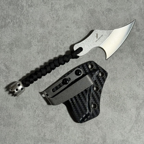 XHM Awesome 3.7 Inches Small Tactical Knife - Mini Chopper with Braided Lanyard & Beads for Camping, Hunting, Fishing, Hiking & Outdoor