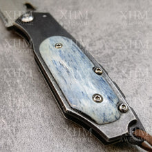 Load image into Gallery viewer, Damascus Folding Pocket Knife VG-10 Steel Stained Bone Handle Collections Gifts