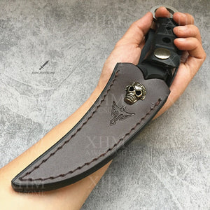 Raven's Claw Tactical Combat Knife Fixed Blade Karambit with Leather Sheath for Outdoor Hunting