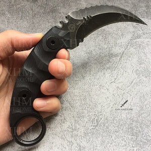 XHM Heavy Duty Tactical Fixed Blade Karambit Knife D2 Blade  Hunting Skinner Hawkbill CSGO Claw Knives