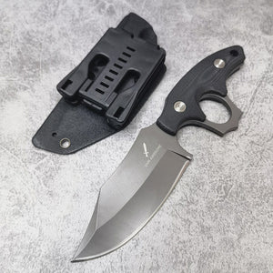 XHM Awesome Fixed Blade Knife Heavy Duty, Full Tang Titanium Plated Blade, G10 Handle, Kydex Sheath, for Hunting, Outdoor Survival, Camping, EDC