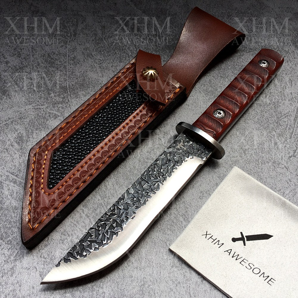 9.65'' Fixed Blade Hunting Knife Outdoor Survival Tactical Knives Forged Blade