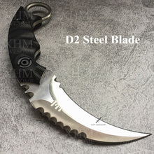 Load image into Gallery viewer, XHM Heavy Duty Tactical Fixed Blade Karambit Knife D2 Blade  Hunting Skinner Hawkbill CSGO Claw Knives