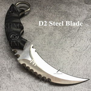 XHM Heavy Duty Tactical Fixed Blade Karambit Knife D2 Blade  Hunting Skinner Hawkbill CSGO Claw Knives