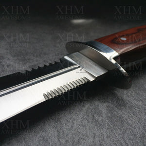 XHM Tactical Dagger Knife Wood Handle Double Edged Military Rescue Knives Self Defense Sword Bayonet
