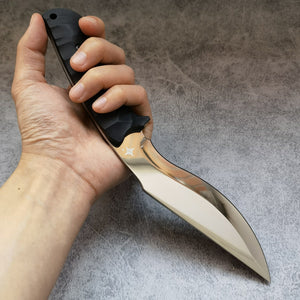 Fixed Blade Knife Kukri Mirror Polished Full Tang 9Cr18Mov Steel Hunting Outdoor