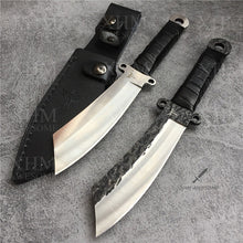 Load image into Gallery viewer, Fixed Blade Hunting Knife with Leather Sheath for Outdoor Survival Tactical Knives Hand Forged Knifes