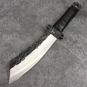 Fixed Blade Hunting Knife with Leather Sheath for Outdoor Survival Tactical Knives Hand Forged Knifes